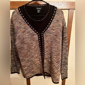 Jenny Women's Sweater Set Cardigan & Short Sleeve Top Size Large Vintage